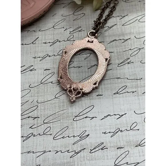 Black teal Turquoise Necklace Easter Mom Cameo Mom Rose Gold wedding Jewelry - Picture 8 of 13